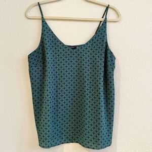 Banana Republic‎ Women's Green Black Geometric Print Poly V-Neck Cami Top